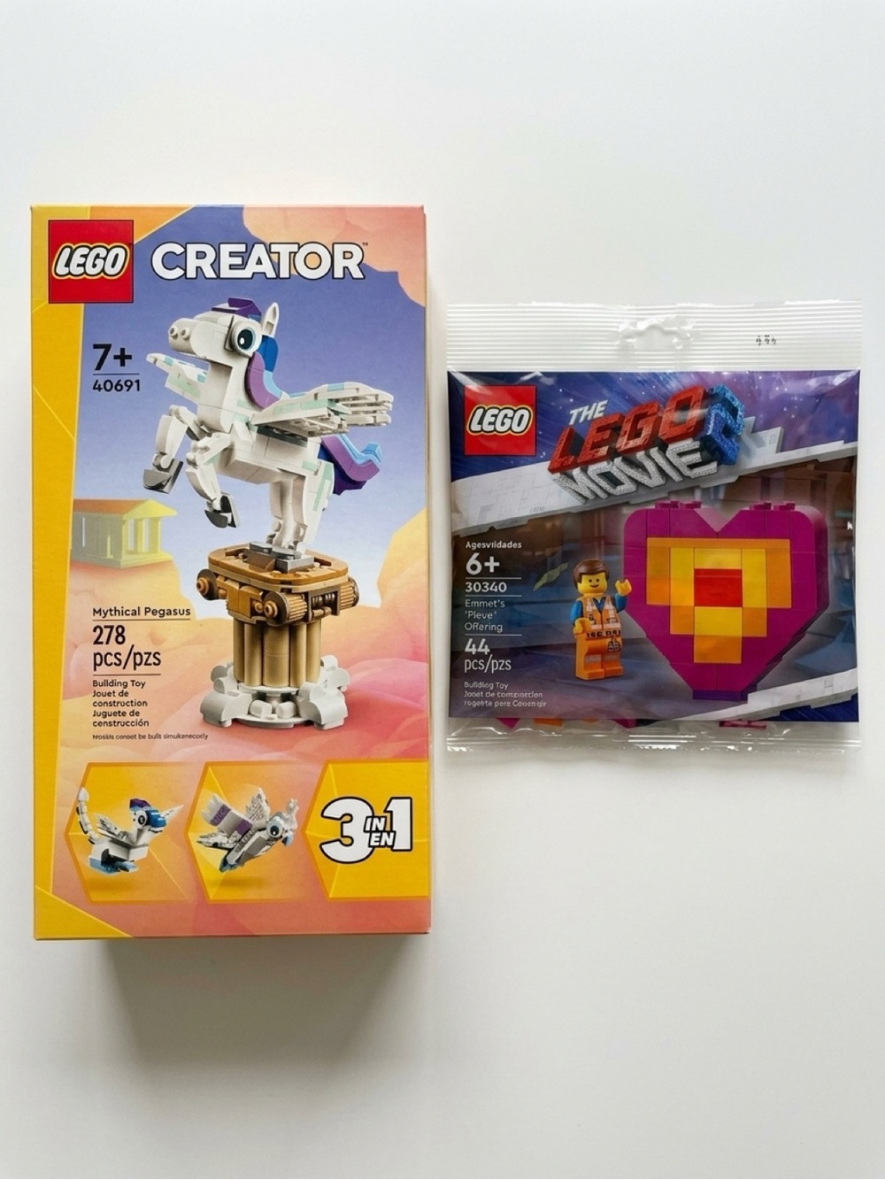LEGO White Pegasus Creator Set & LEGO Movie Heart Set. Both New.